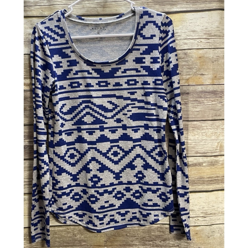 Roper Aztec Western Long Sleeve T-Shirt Women's Large Blouse Cowgirl‎ Rodeo